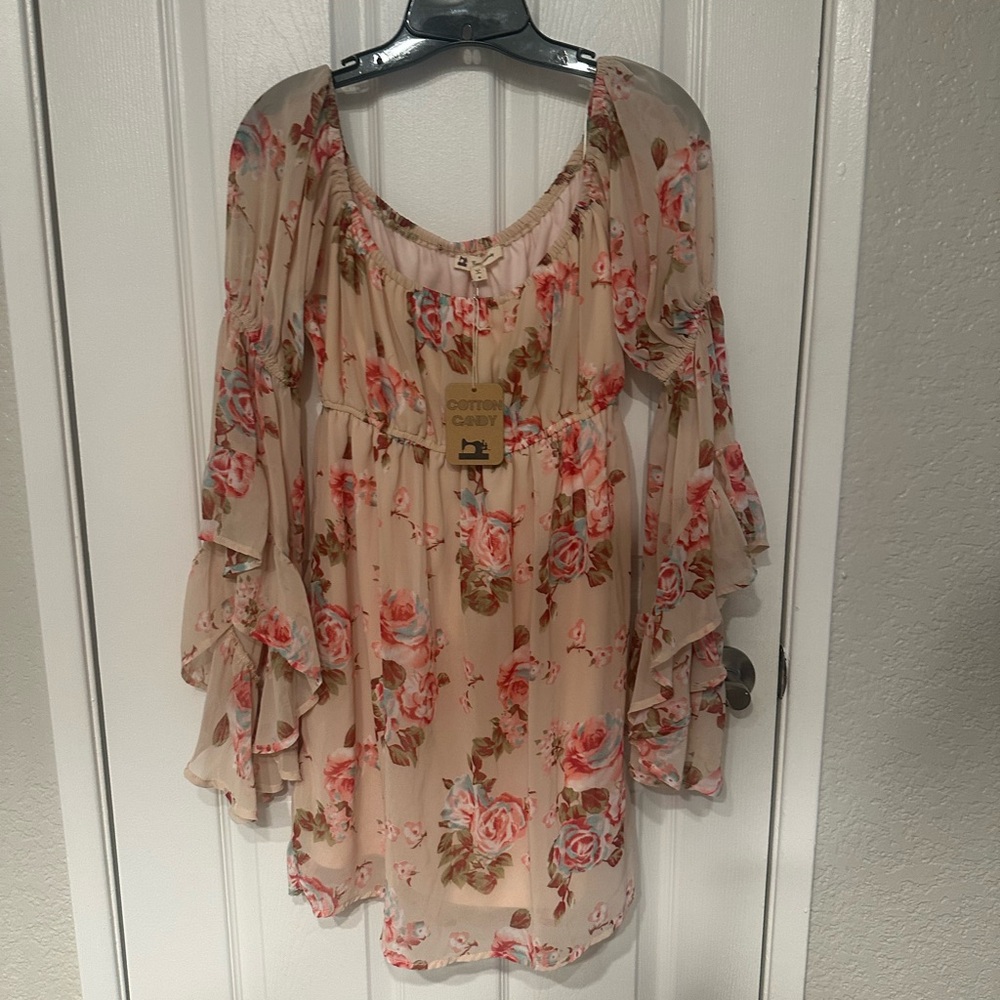 NWT Vintage Y2K Cotton Candy: Floral Dress - Pink